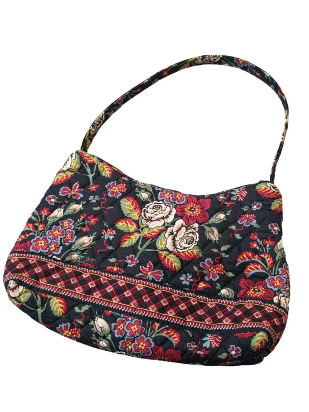 Vera Bradley Floral Quilted Shoulder Bag With Zipper Closure & Interior Pockets